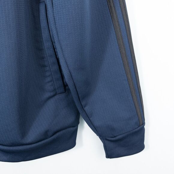 Adidas 3 Stripes Track Jacket Mens Large Blue Black Ripstop Grid Fleece DH9089 - Picture 9 of 16